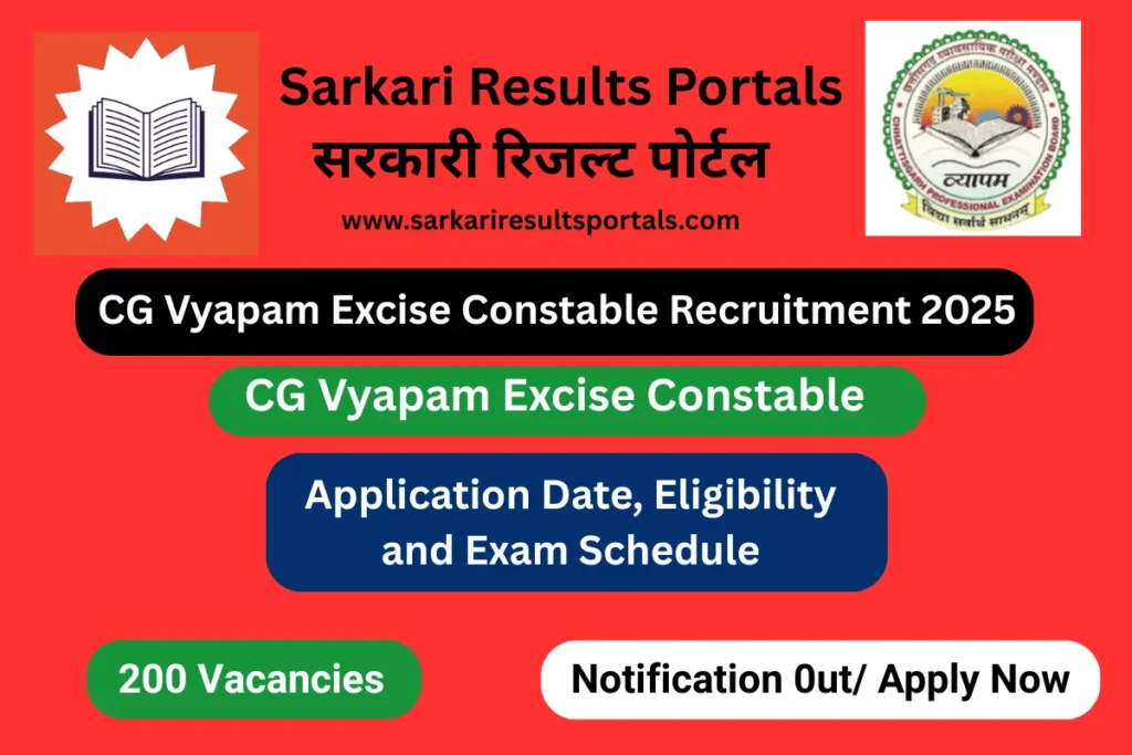 CG Vyapam Excise Constable Recruitment 2025