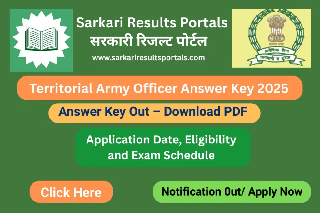 Territorial Army Officer Answer Key 2025 Out