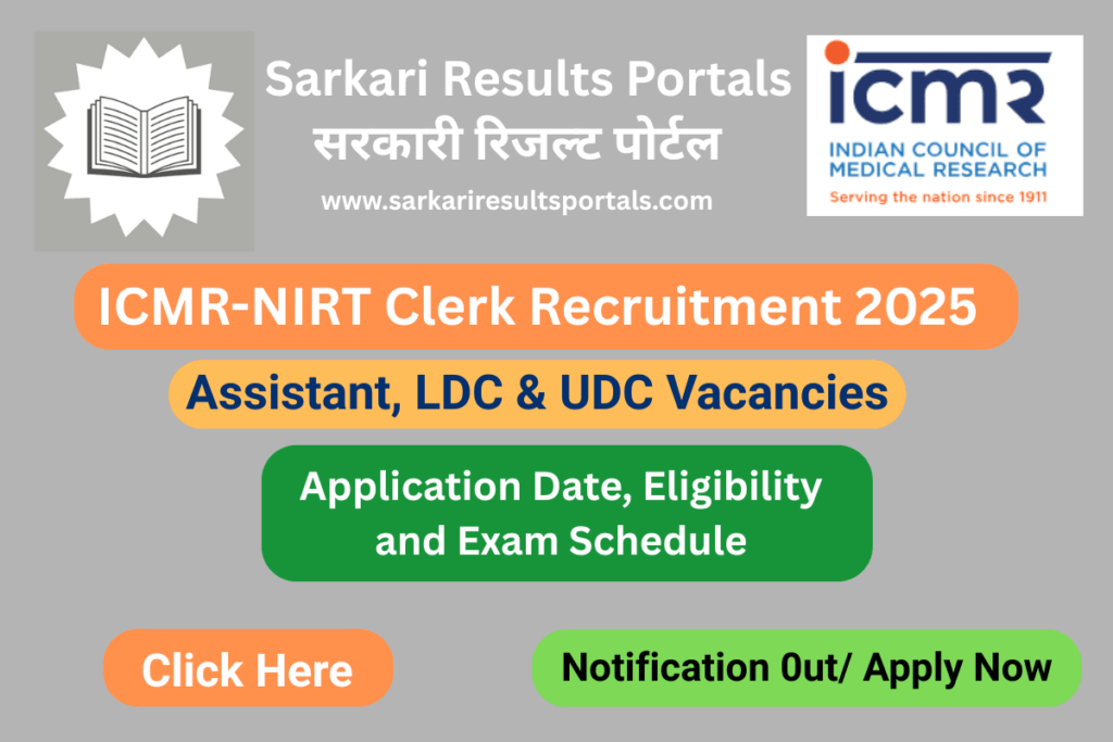 ICMR-NIRT Clerk Recruitment 2025