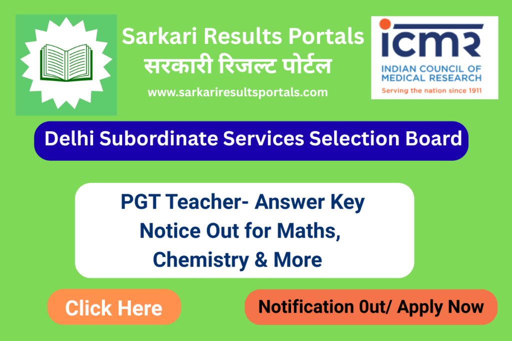 DSSSB PGT Teacher Recruitment 2025 – Answer Key Notice Out for Maths, Chemistry & More
